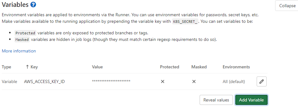 GitLab CI variables