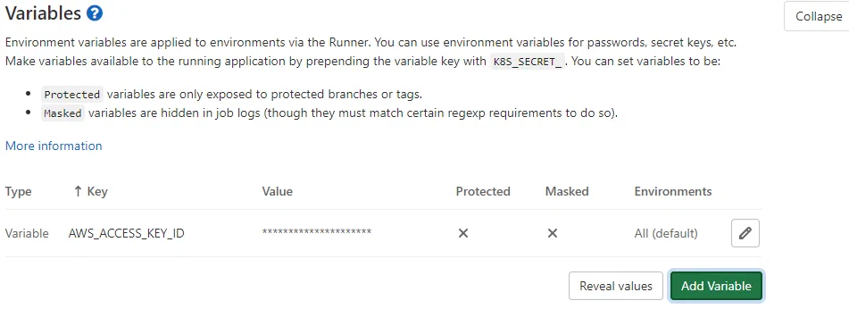 GitLab CI variables