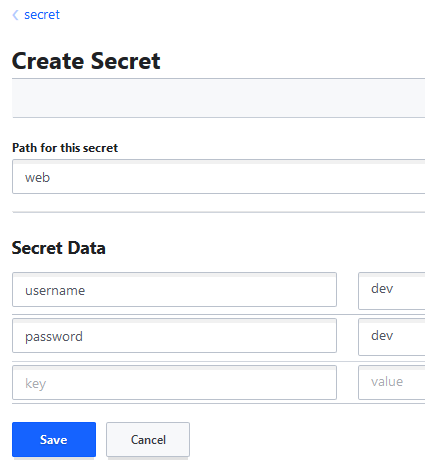Vault create secret